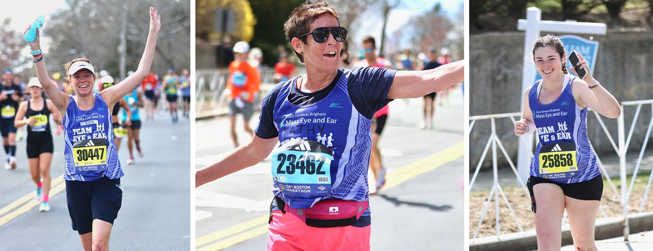 members of Team Eye and Ear running the 2024 Boston Marathon