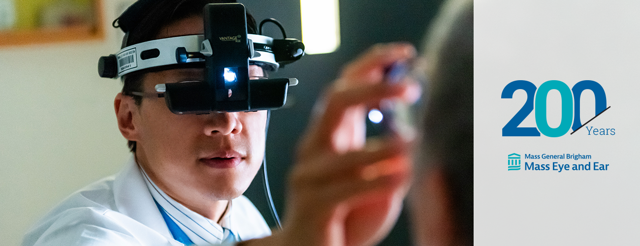 Mass Eye and Ear eye doctor examining patient