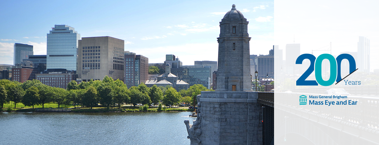 Mass Eye and Ear main campus building behind the Charles river in Boston