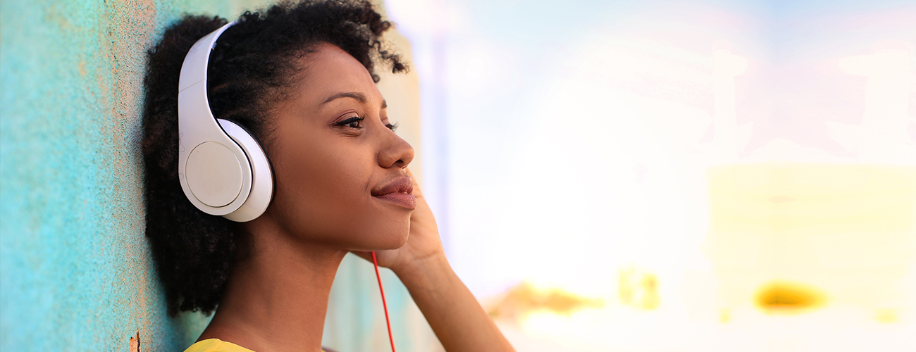 young woman listening to music