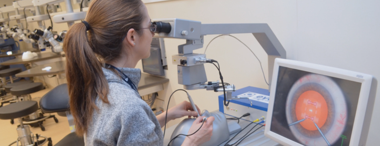 Trainee practicing in the Altschuler training lab