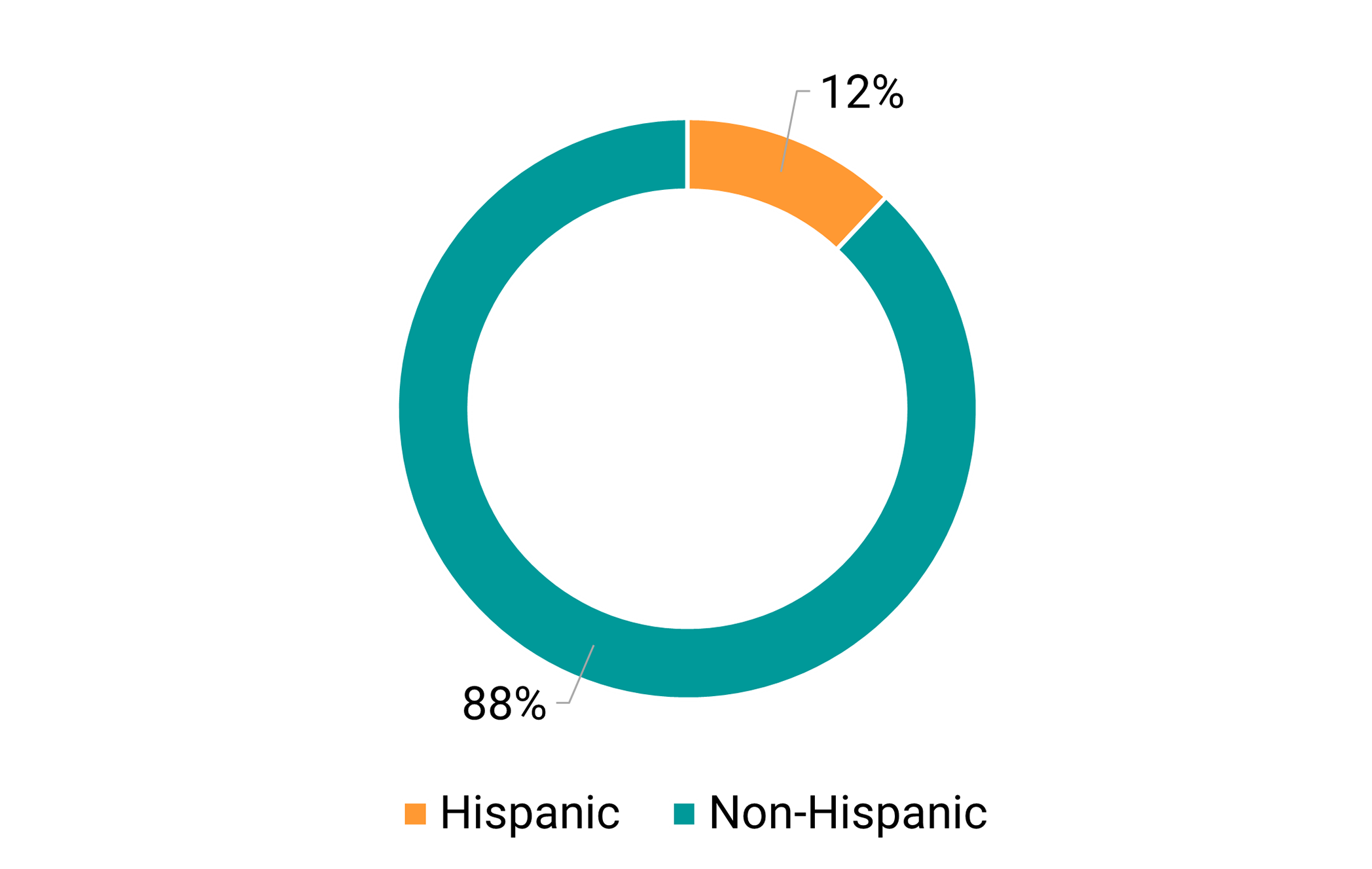 Chart showing breakdown of Emergency Department ethnicity: 88% Hispanic, 12% Non-Hispanic