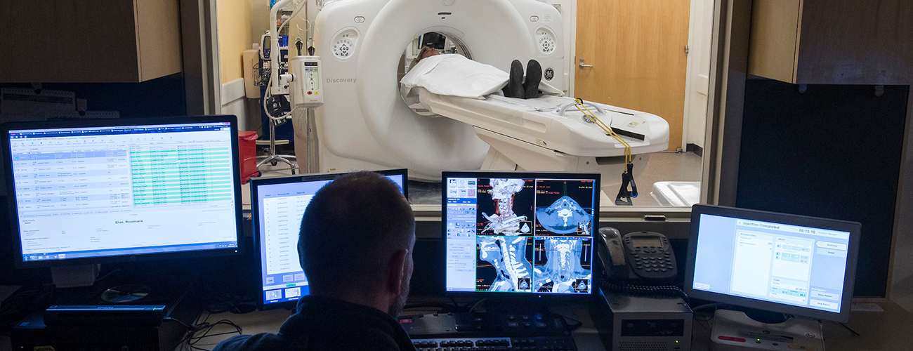 A CT exam being performed by one of our board-certified technologists